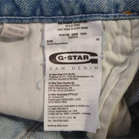 W G-Star Raw Denim Women Arc Light Blue Wash Mini Denim Jean Short Shorts 26 - Picture 6 of 6